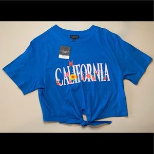 Topshop Blue California Crop Top 90’s Graphic Tee